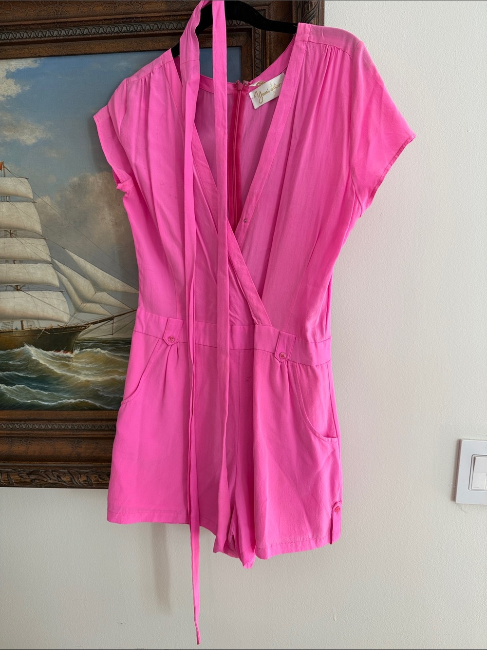 Pink Romper with Tie Detail